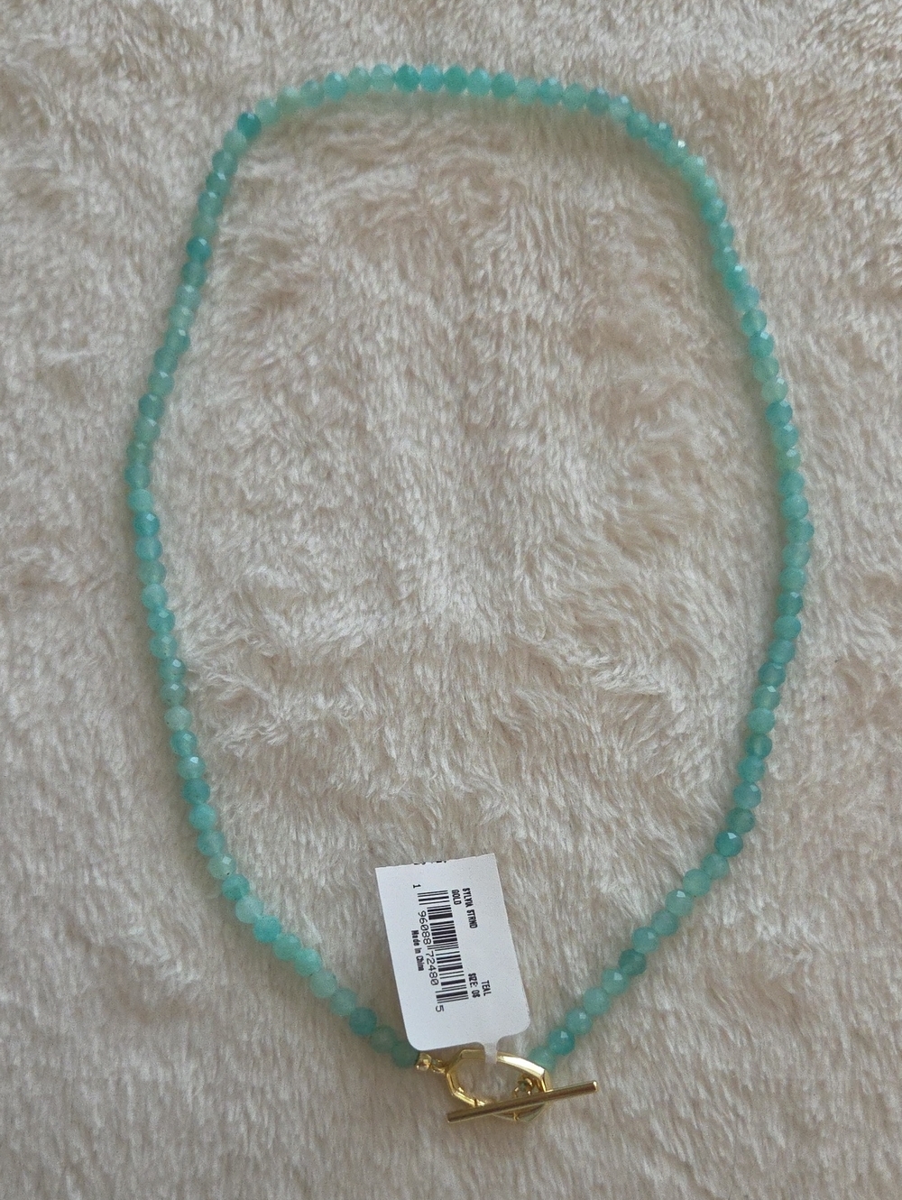 Kendra Scott Sylvia Teal Amazonite Beaded Collar Toggle Necklace Gold 17”
